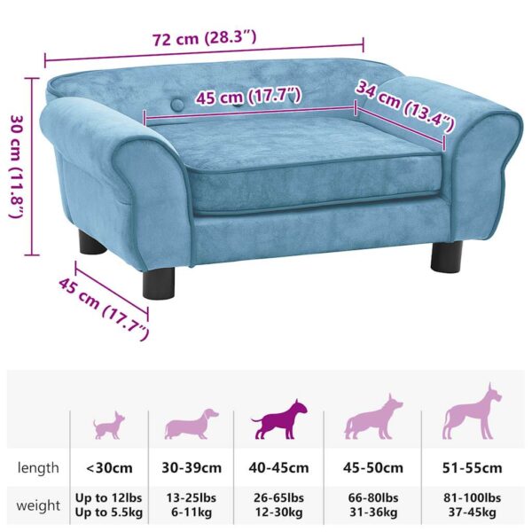 vidaXL Dog Sofa Turquoise 72x45x30 cm Plush - Image 9