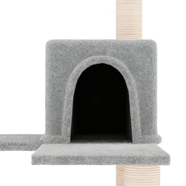 vidaXL Cat Tree with Sisal Scratching Posts Light Grey 153 cm - Image 6