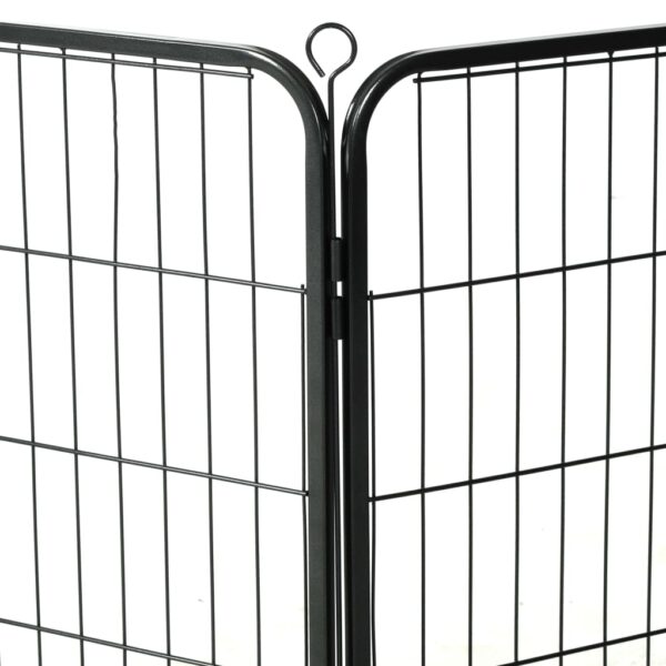 vidaXL Dog Playpen 16 Panels Steel 60x80 cm Black - Image 6