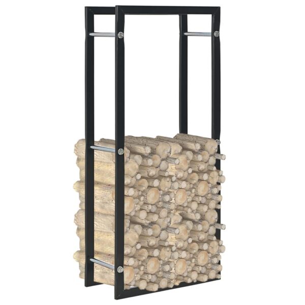 vidaXL Firewood Rack Black 44x20x100 cm Steel - Image 2