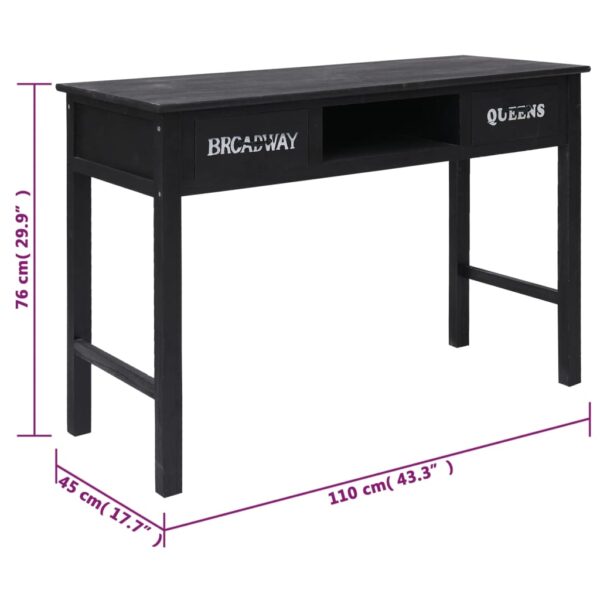 vidaXL Console Table Black 110x45x76 cm Wood - Image 10