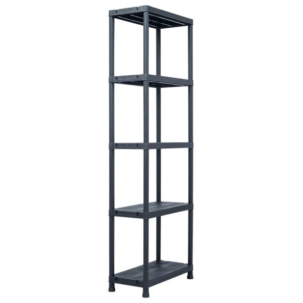 vidaXL Storage Shelf Racks 5 pcs Black 125 kg 60x30x180 cm Plastic - Image 2