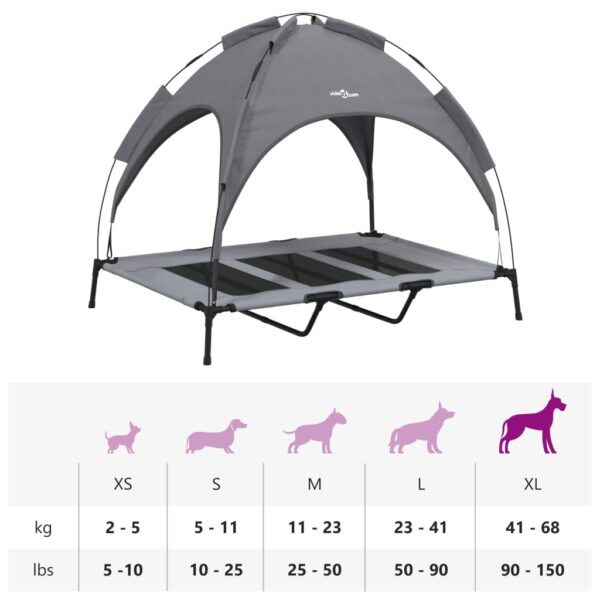 vidaXL Dog Bed with Canopy Anthracite Oxford Fabric and Steel - Image 10