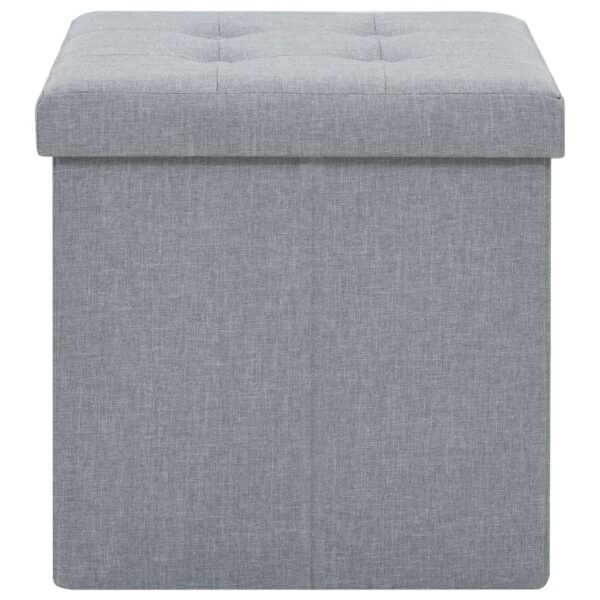 vidaXL Folding Storage Stools 2 pcs Light Grey Faux Linen - Image 6
