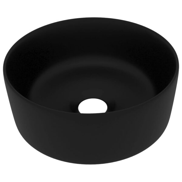 vidaXL Luxury Wash Basin Round Matt Black 40x15 cm Ceramic - Image 2