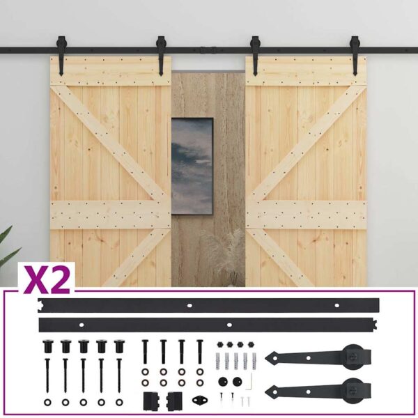 vidaXL Sliding Door with Hardware Set 80x210 cm Solid Pine Wood - Image 2