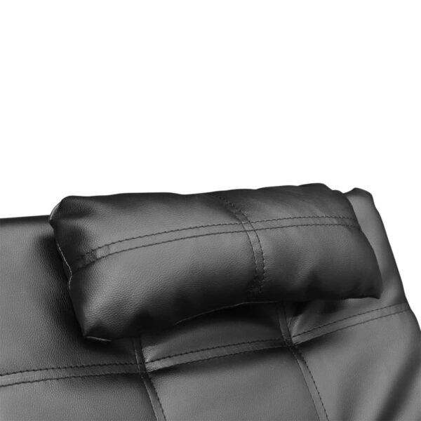vidaXL Chaise Longue with Pillow Black Faux Leather - Image 4
