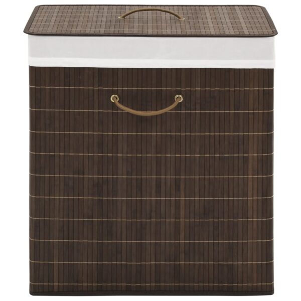 vidaXL Bamboo Laundry Bin Rectangular Dark Brown - Image 1