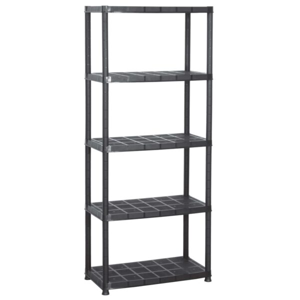 vidaXL Storage Shelf 5-Tier Black 71x38x170 cm Plastic - Image 2