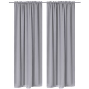 vidaXL 2 pcs Grey Slot-Headed Blackout Curtains 135 x 245 cm