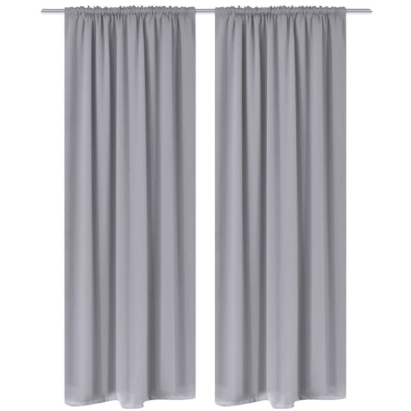 vidaXL 2 pcs Grey Slot-Headed Blackout Curtains 135 x 245 cm - Image 1