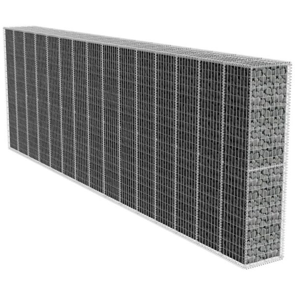 vidaXL Gabion Wall with Cover Galvanised Steel 600x50x200 cm - Image 1