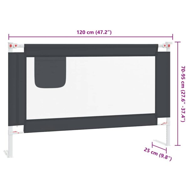 vidaXL Toddler Safety Bed Rail Dark Grey 120x25 cm Fabric - Image 9
