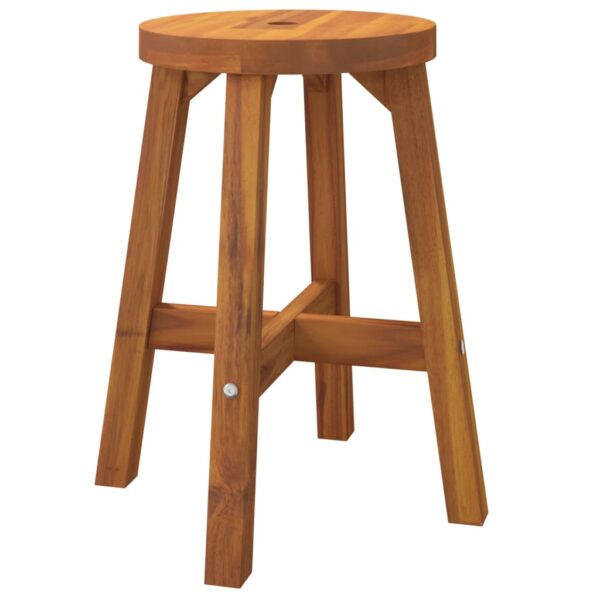 vidaXL Stool Brown 38x38x45 cm Round Solid Wood Acacia - Image 2