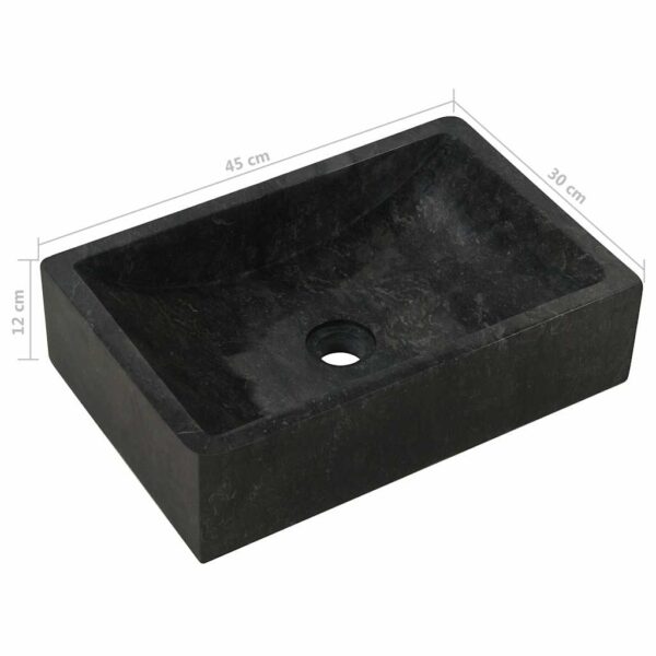 vidaXL Sink 45x30x12 cm Marble High Gloss Black - Image 11