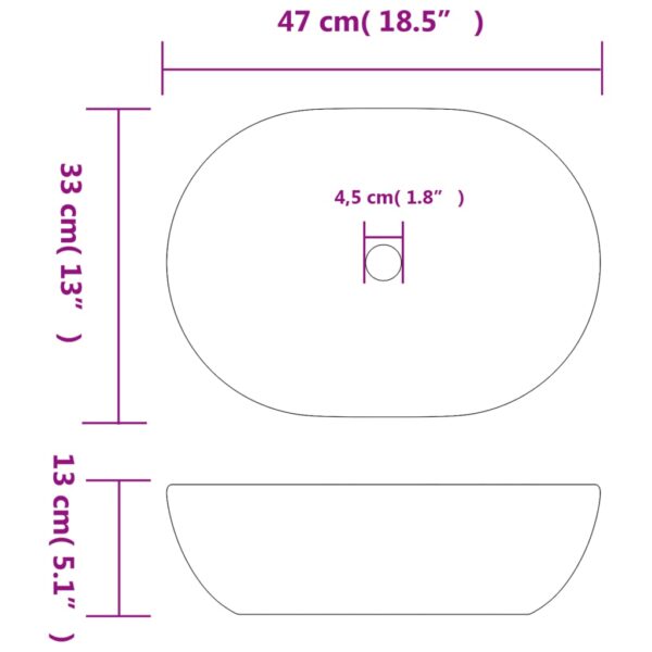 vidaXL Countertop Basin Black and Blue Oval 47x33x13 cm Ceramic - Image 8