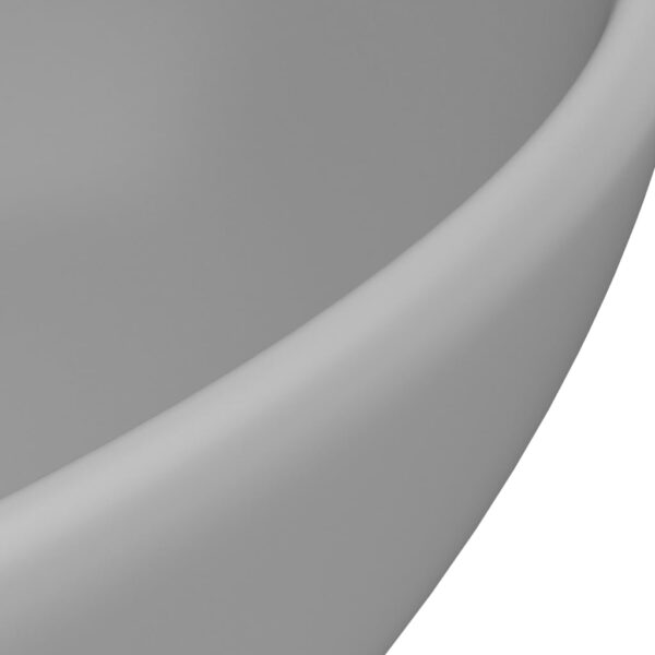 vidaXL Luxury Basin Oval-shaped Matt Light Grey 40x33 cm Ceramic - Image 5