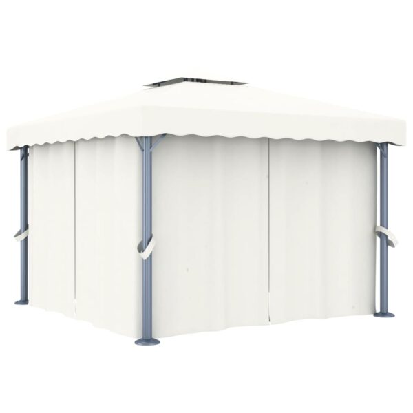 vidaXL Gazebo with Curtain 3x3 m Cream White Aluminium - Image 1