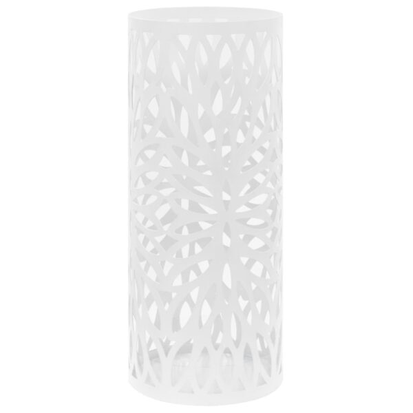 vidaXL Umbrella Stand Leaves Steel White - Image 1