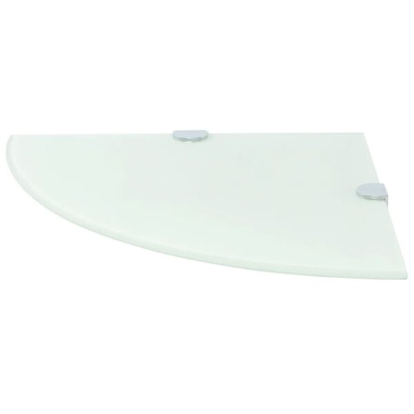 vidaXL Corner Shelves 2 pcs with Chrome Supports Glass White 25x25 cm - Image 3