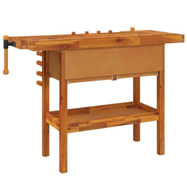 vidaXL Workbench with Drawers and Vices 124x52x83 cm Solid Wood Acacia - Image 6