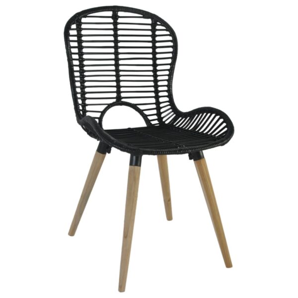 vidaXL Dining Chairs 2 pcs Black Natural Rattan - Image 3