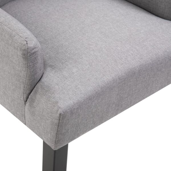 vidaXL Dining Chair with Armrests Light Grey Fabric - Image 6