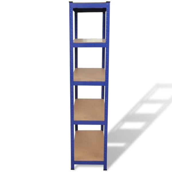 vidaXL 5-Layer Storage Shelf Blue Steel&Engineered Wood - Image 4