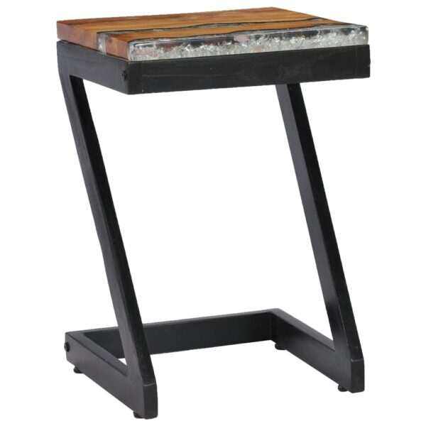vidaXL Coffee Table 30x30x50 cm Solid Teak Wood and Polyresin - Image 12