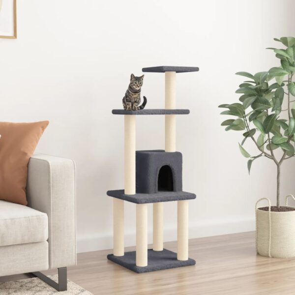 vidaXL Cat Tree with Sisal Scratching Posts Dark Grey 105 cm - Image 1
