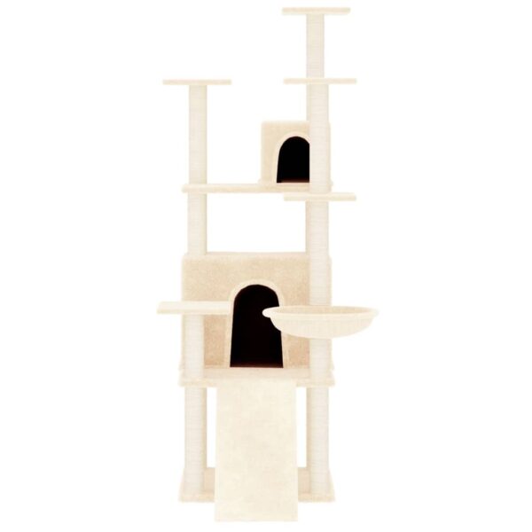 vidaXL Cat Tree with Sisal Scratching Posts Cream 154 cm - Image 3