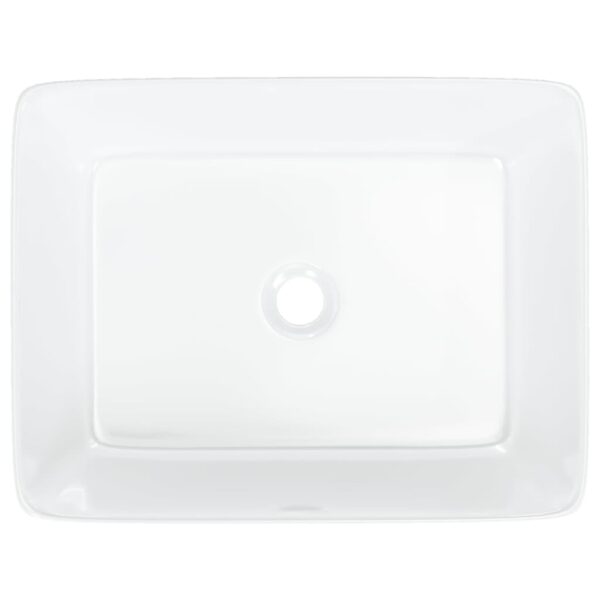 vidaXL Wash Basin White 48x37x13 cm Ceramic Rectangle - Image 6