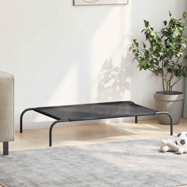 vidaXL Elevated Dog Bed Black L Textilene - Image 3