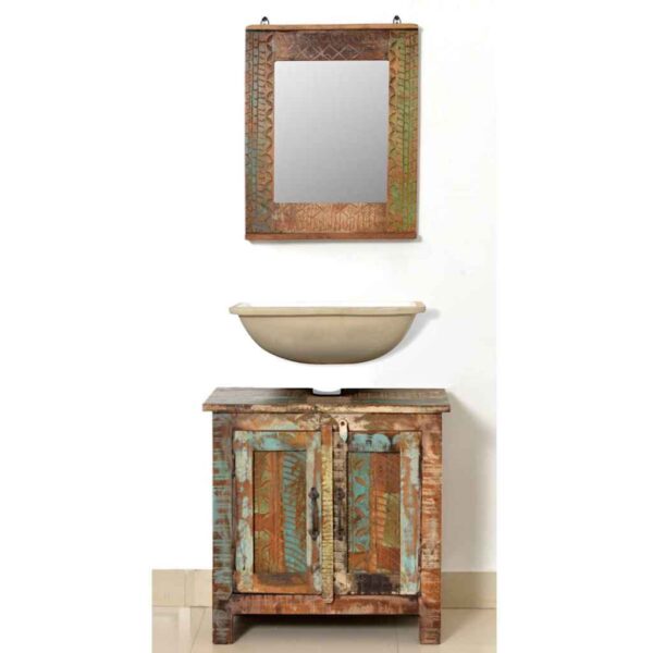 Reclaimed Solid Wood Bathroom Vanity Cabinet Set with Mirror - Image 5