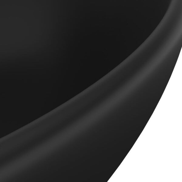 vidaXL Luxury Basin Oval-shaped Matt Black 40x33 cm Ceramic - Image 5