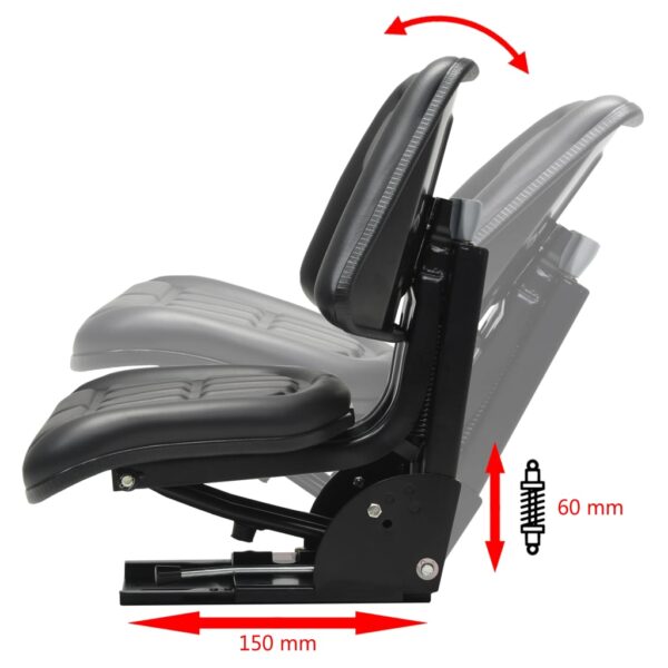 vidaXL Tractor Seat with Suspension Black - Image 7