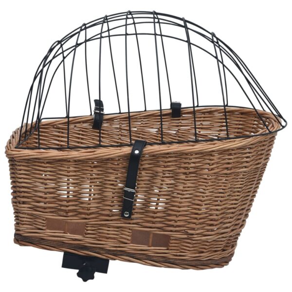 vidaXL Bike Rear Basket with Cover 55x31x36 cm Natural Willow - Image 5