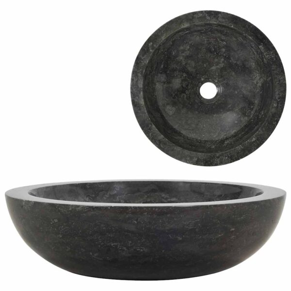 vidaXL Sink 40x12 cm Marble Black - Image 2
