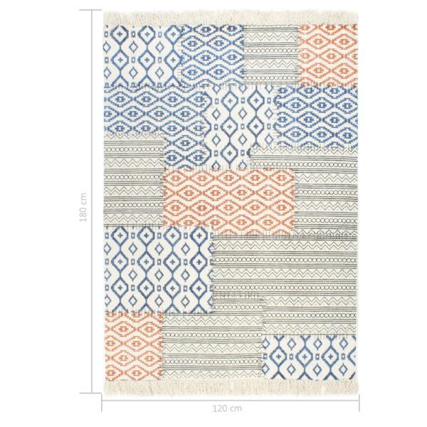 vidaXL Handwoven Kilim Rug Cotton 120x180 cm Printed Multicolour - Image 6