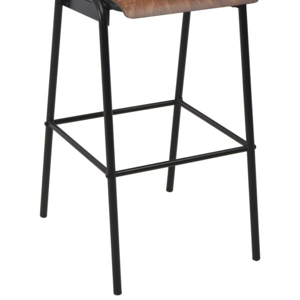 vidaXL Bar Chairs 2 pcs Brown Solid Plywood Steel - Image 7