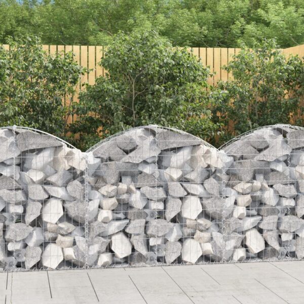 vidaXL Arched Gabion Basket 100x30x80/100 cm Galvanised Iron - Image 1