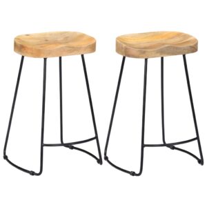 vidaXL Gavin Bar Stools 2 pcs Solid Mango Wood