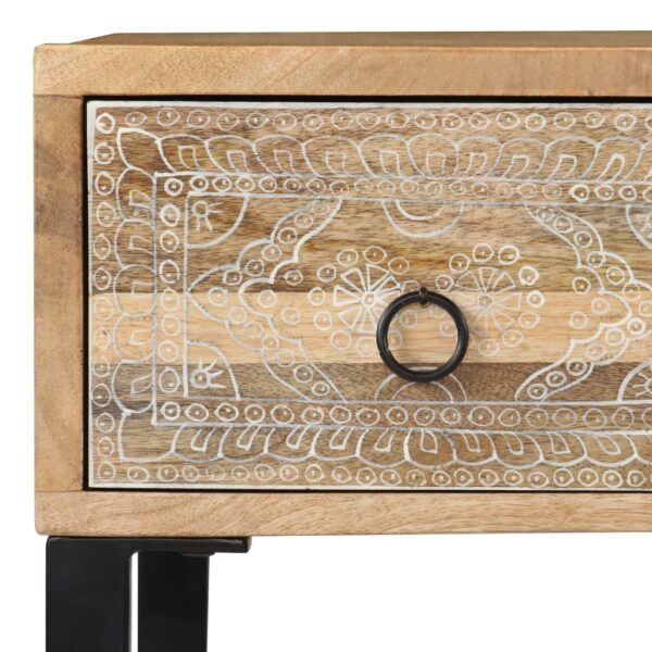 vidaXL Desk Solid Mango Wood and Real Leather 117x50x76 cm - Image 7