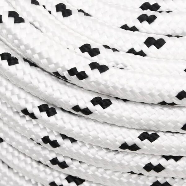 vidaXL Braided Boat Rope White 12 mmx100 m Polyester - Image 3