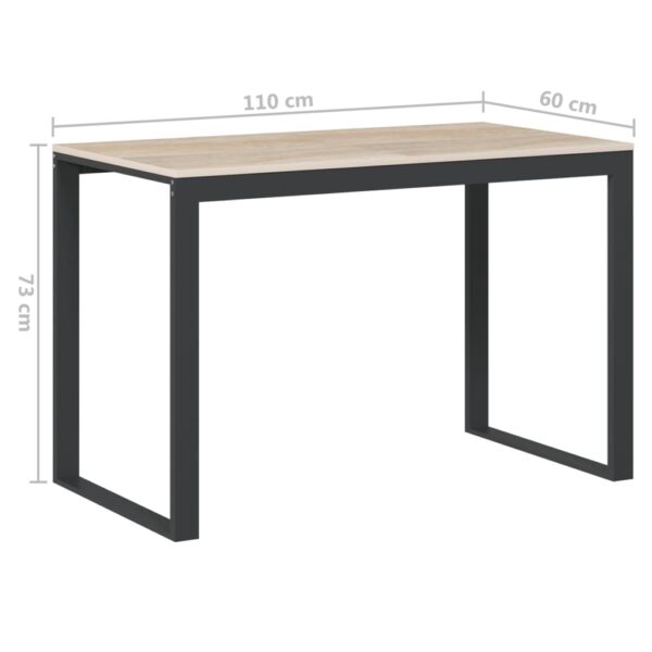 vidaXL Computer Desk Black and Oak 110x60x73 cm Engineered Wood - Image 6