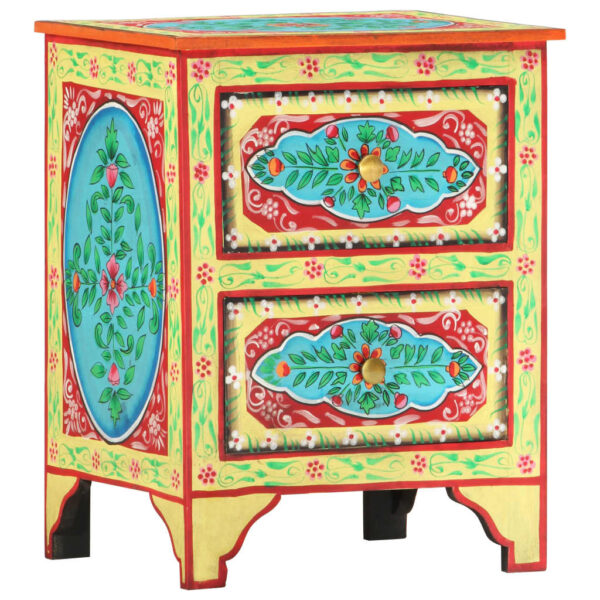 vidaXL Hand Painted Bedside Cabinet 40x30x50 cm Solid Mango Wood - Image 11