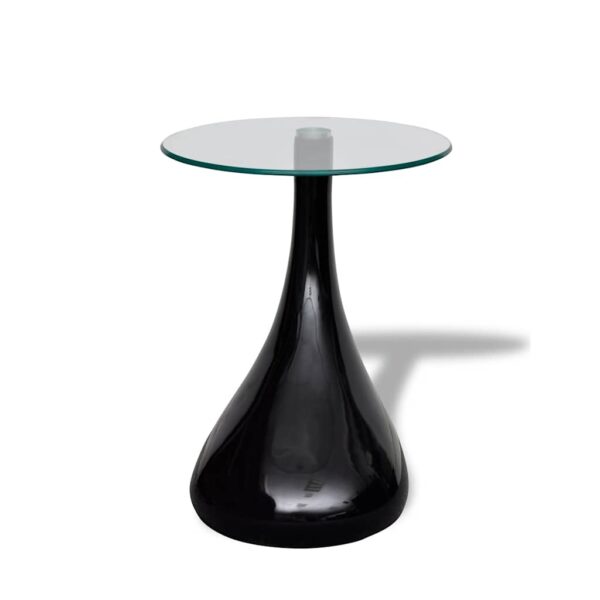 vidaXL Coffee Table 2 pcs with Round Glass Top High Gloss Black - Image 4