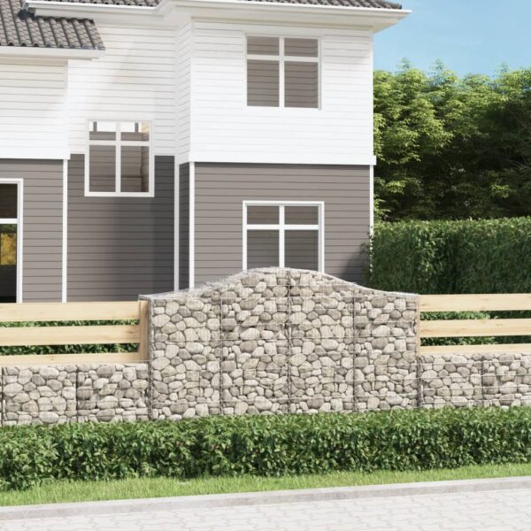 vidaXL Arched Gabion Basket 200x50x120/140 cm Galvanised Iron - Image 1