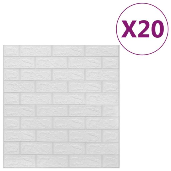 vidaXL 3D Wallpaper Bricks Self-adhesive 20 pcs White - Image 2