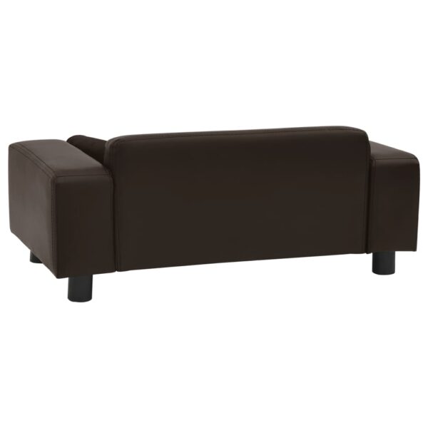 vidaXL Dog Sofa Brown 81x43x31 cm Plush and Faux Leather - Image 4